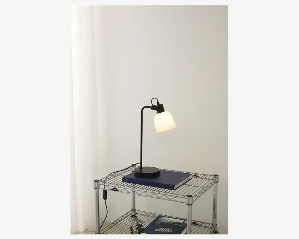 Best Daells Bolighus Bordlampe Glow sort/opal H.43 cm