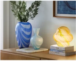 Daells Bolighus Bordlampe Stribet Gul/Hvid H.22 cm Hvid, Gul