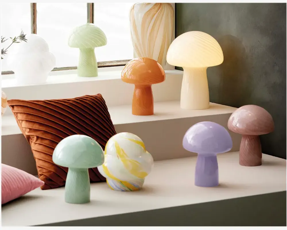 Daells Bolighus Bordlampe Stribet Gul/Hvid H.22 cm Hvid, Gul