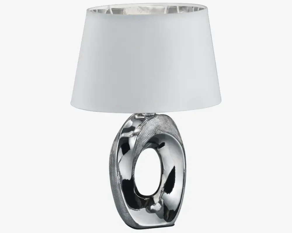 Outlet Daells Bolighus Bordlampe Taba Sølv H.33 cm Sølv, Hvid