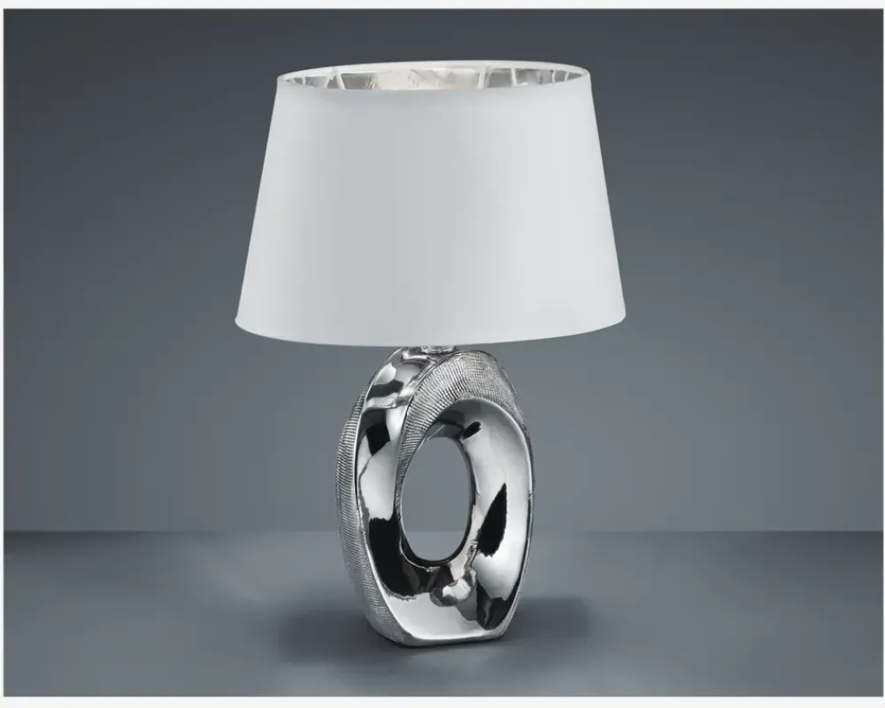 Outlet Daells Bolighus Bordlampe Taba Sølv H.33 cm Sølv, Hvid