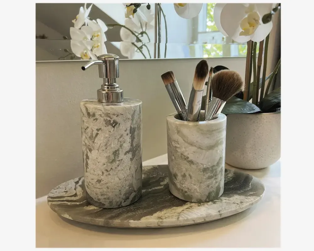 Sale Daells Bolighus Bræt Marmor Grå/Grøn Ovalt L.30,5