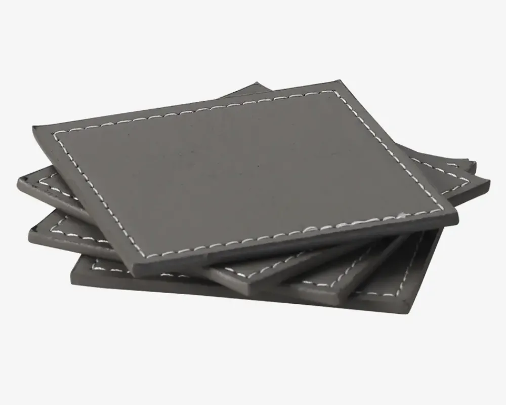Discount Daells Bolighus Coaster PU 4 Stk. 10x10 cm Grå