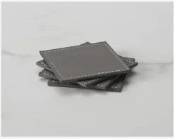Discount Daells Bolighus Coaster PU 4 Stk. 10x10 cm Grå