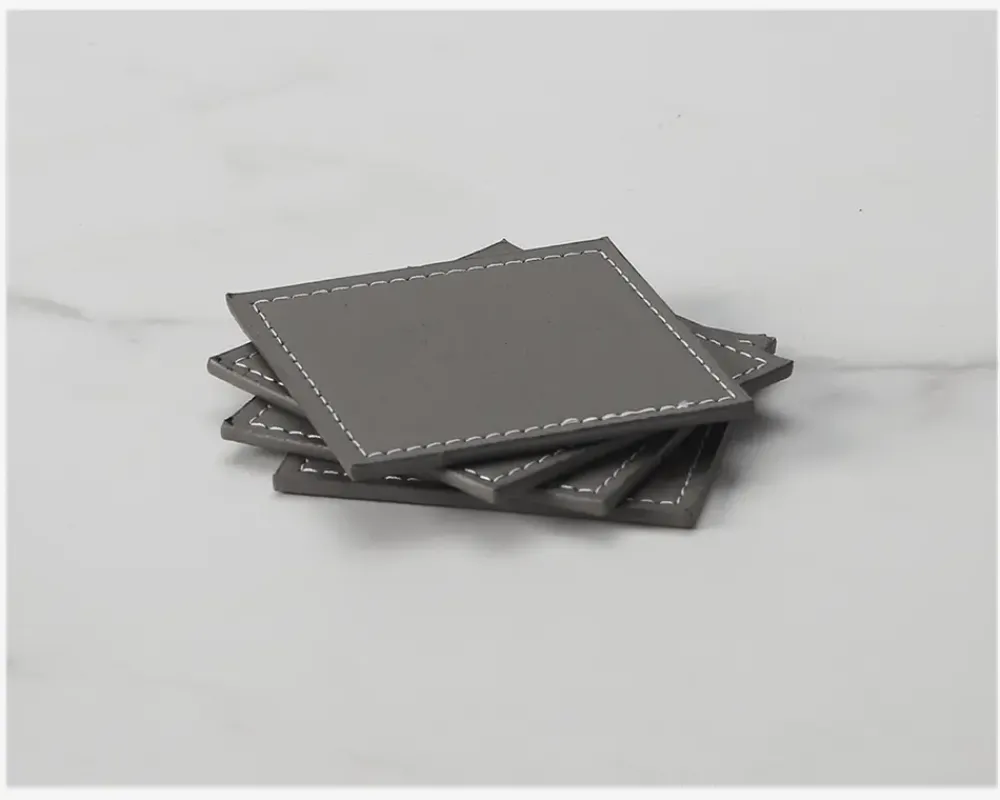 Discount Daells Bolighus Coaster PU 4 Stk. 10x10 cm Grå