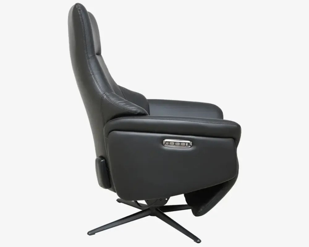 Sale Daells Bolighus Drejestol m/Indbygget Fodskammel Sort Læder