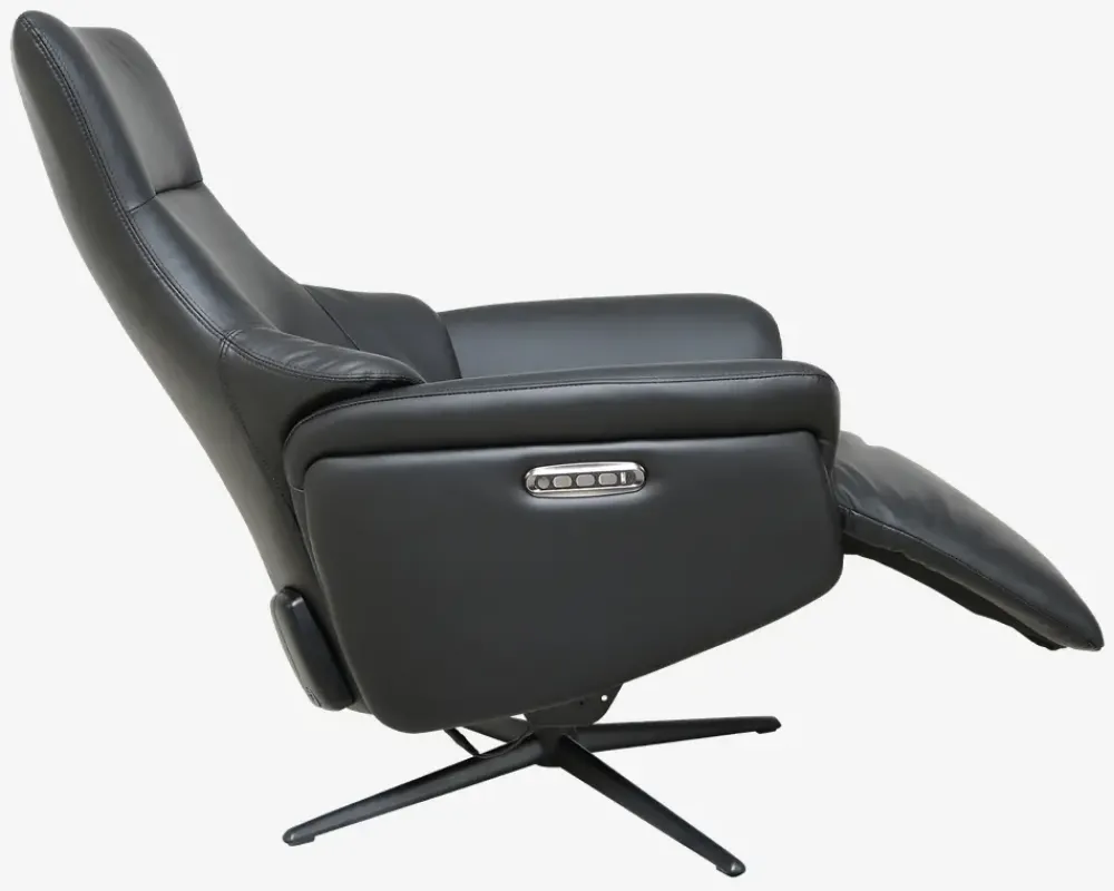 Sale Daells Bolighus Drejestol m/Indbygget Fodskammel Sort Læder