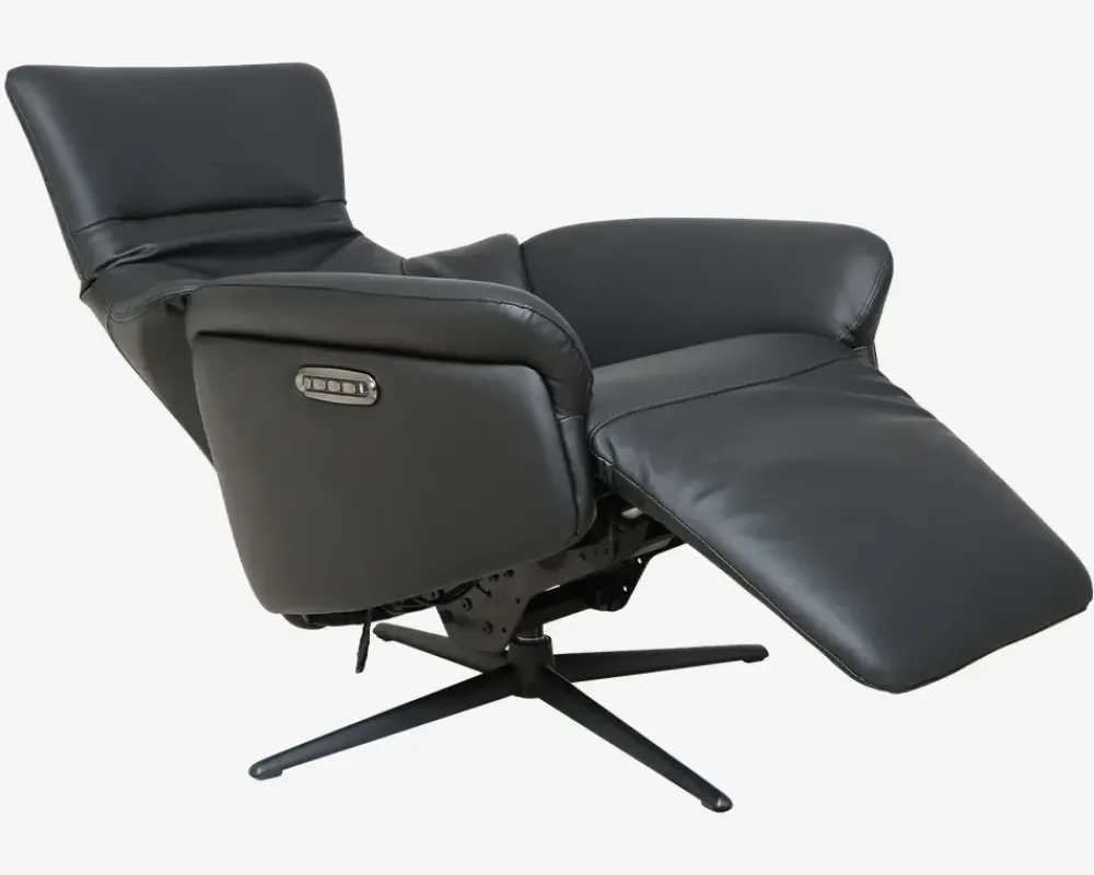 Sale Daells Bolighus Drejestol m/Indbygget Fodskammel Sort Læder