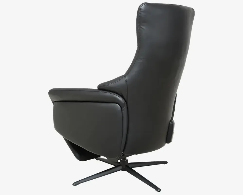 Sale Daells Bolighus Drejestol m/Indbygget Fodskammel Sort Læder