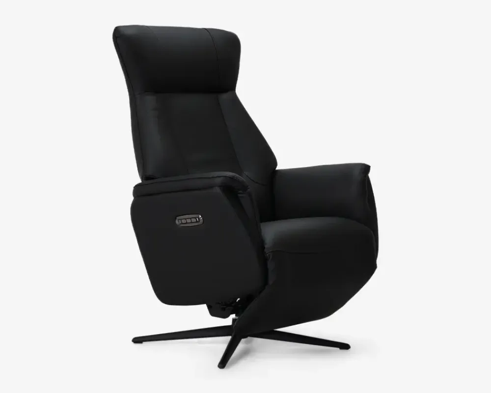 Daells Bolighus Drejestol m/Indbygget Fodskammel Læder Sort