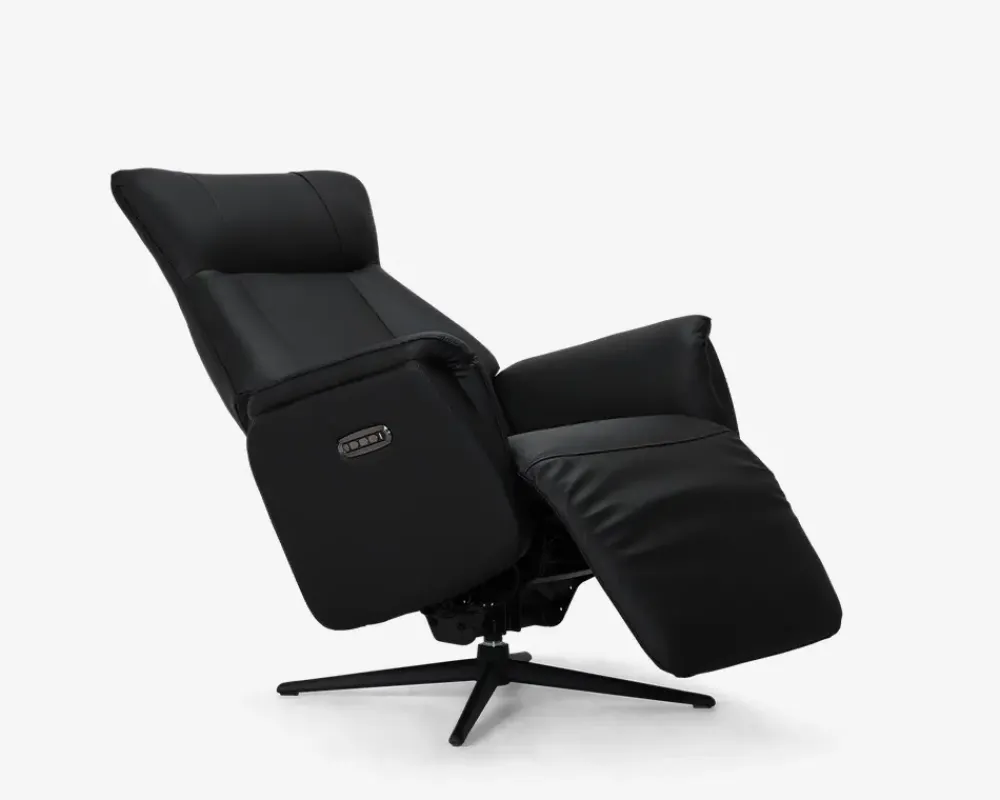 Daells Bolighus Drejestol m/Indbygget Fodskammel Læder Sort