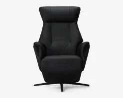 Daells Bolighus Drejestol m/Indbygget Fodskammel Læder Sort