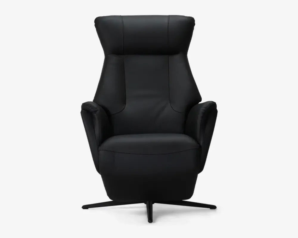 Daells Bolighus Drejestol m/Indbygget Fodskammel Læder Sort