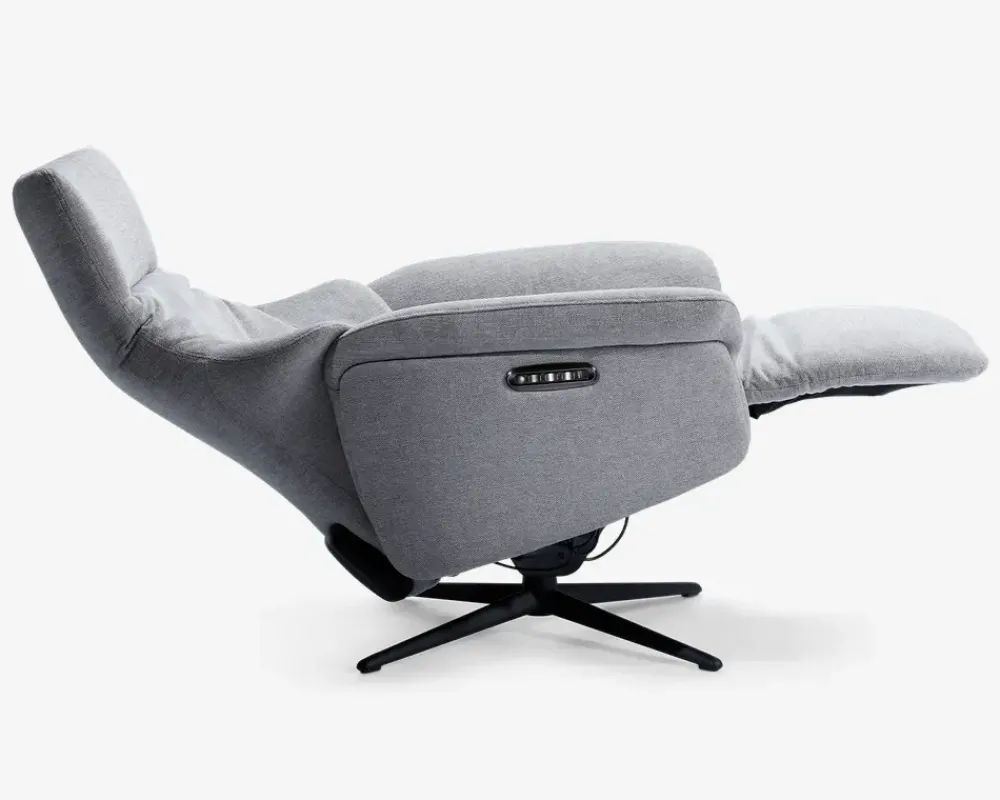 Outlet Daells Bolighus Drejestol m/indbygget fodskammel grå stof