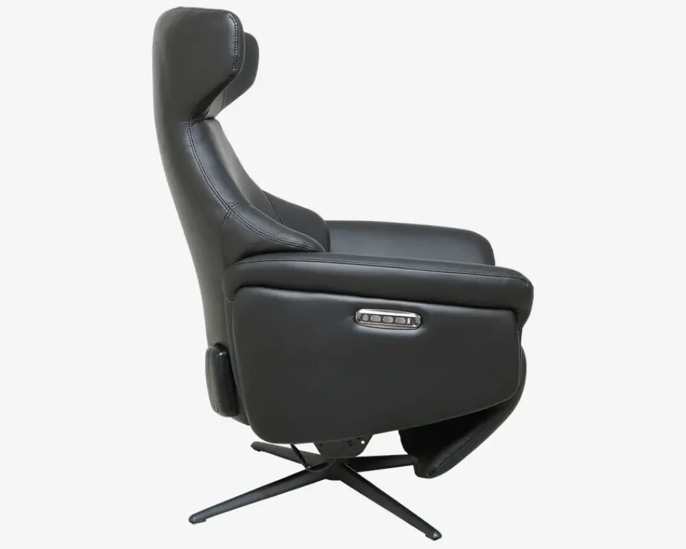 Clearance Daells Bolighus Drejestol m/Indbygget Fodskammel Sort Læder