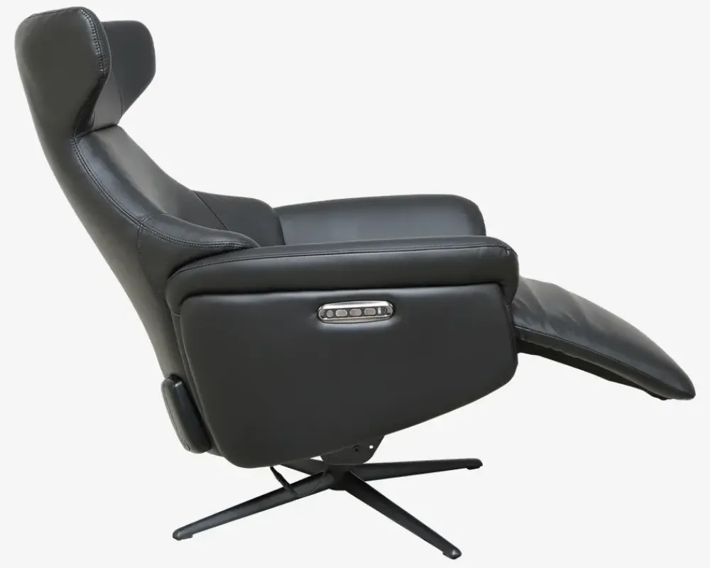 Clearance Daells Bolighus Drejestol m/Indbygget Fodskammel Sort Læder