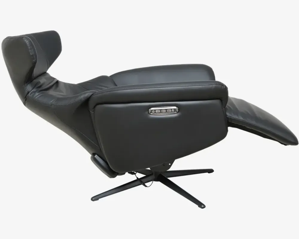 Clearance Daells Bolighus Drejestol m/Indbygget Fodskammel Sort Læder