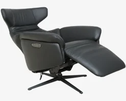 Clearance Daells Bolighus Drejestol m/Indbygget Fodskammel Sort Læder