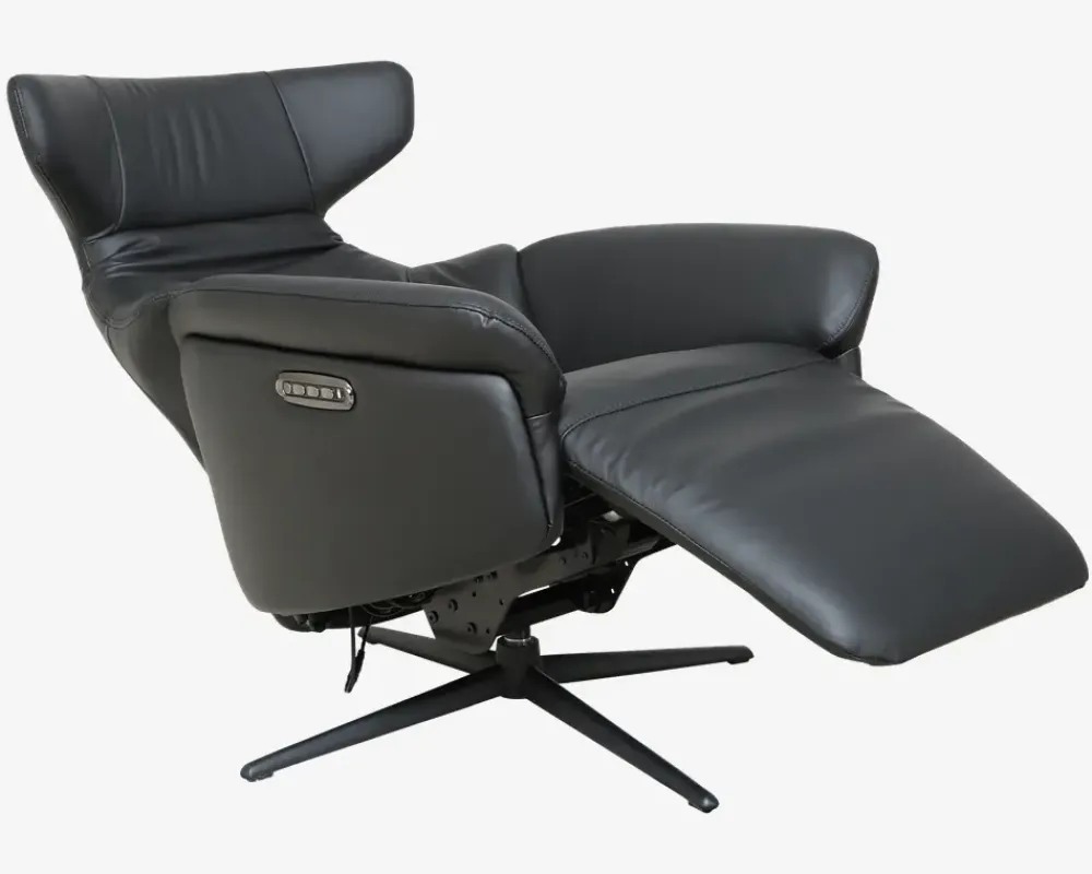 Clearance Daells Bolighus Drejestol m/Indbygget Fodskammel Sort Læder