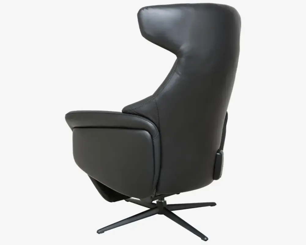 Clearance Daells Bolighus Drejestol m/Indbygget Fodskammel Sort Læder