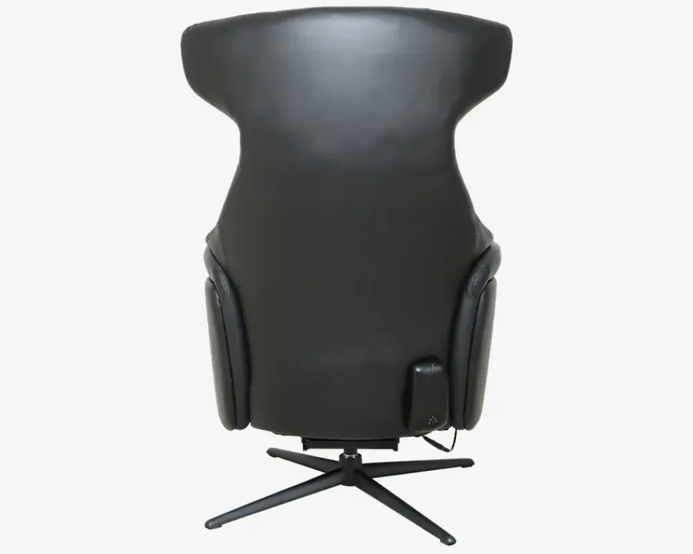 Clearance Daells Bolighus Drejestol m/Indbygget Fodskammel Sort Læder