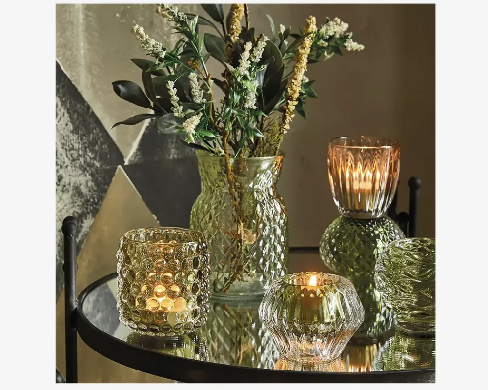 Best Daells Bolighus Fyrfadsstage grøn Ø.9 x H.7 cm