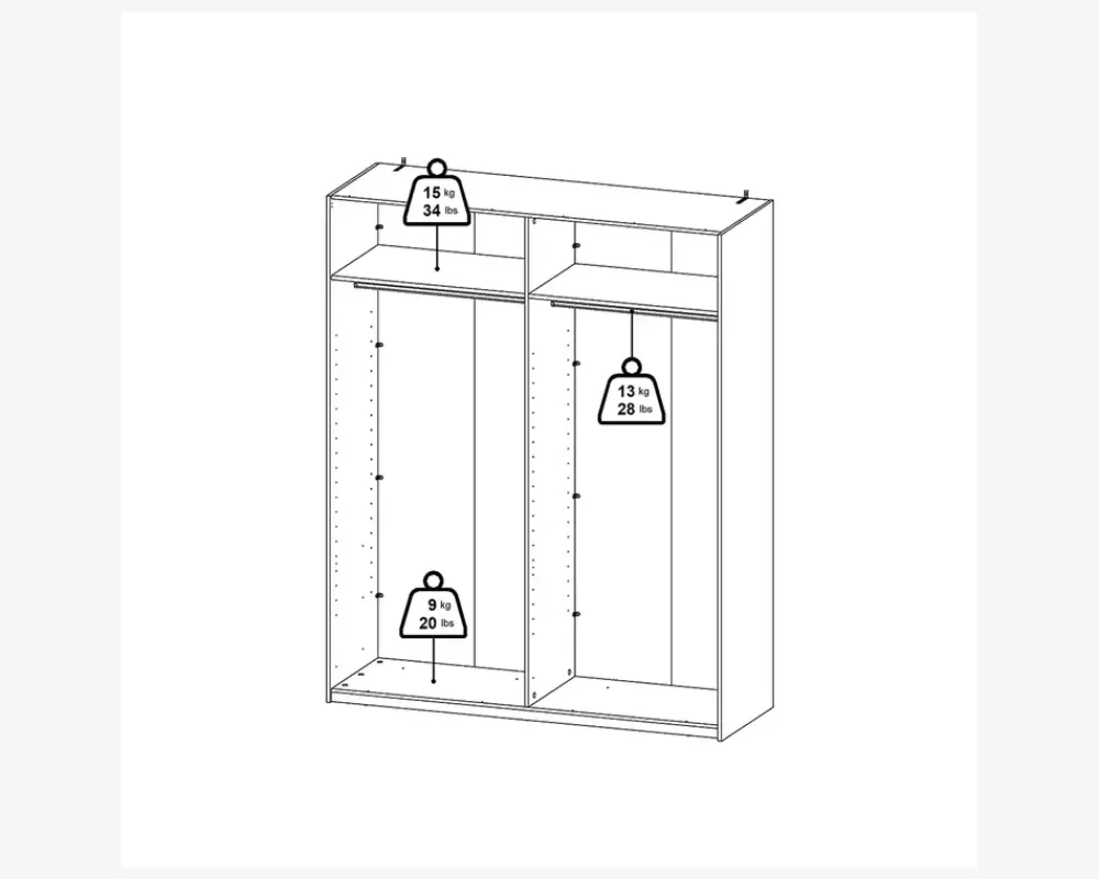 Online Daells Bolighus Garderobeskab Case grå B. 179 x H. 221 cm
