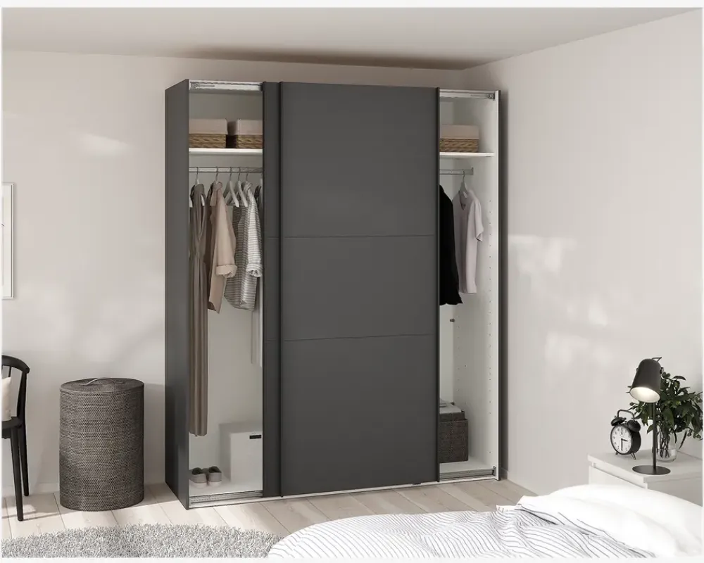 Online Daells Bolighus Garderobeskab Case grå B. 179 x H. 221 cm