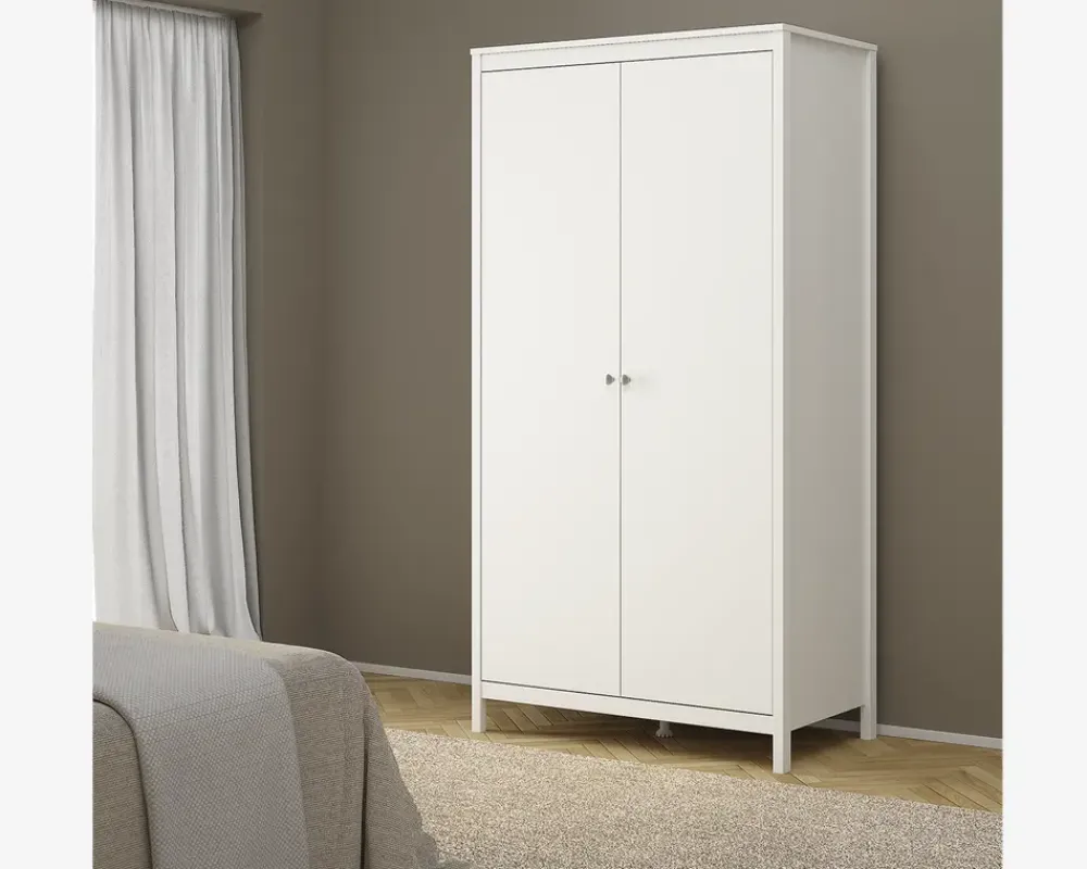 Hot Daells Bolighus Garderobeskab Madrid hvid med 2 låger