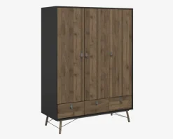 Best Daells Bolighus Garderobeskab Ry m. 3 låger og 3 skuffer Sort