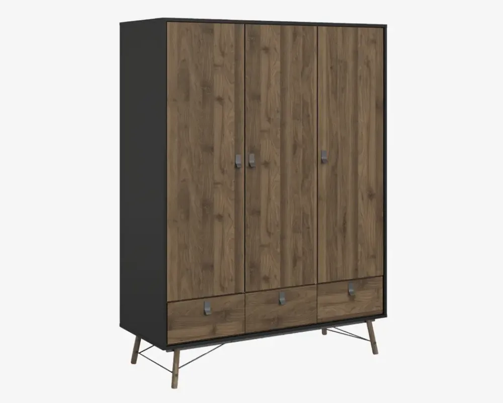 Best Daells Bolighus Garderobeskab Ry m. 3 låger og 3 skuffer Sort