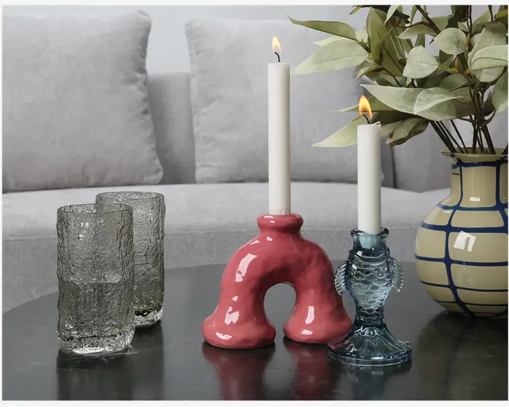 New Daells Bolighus Glas Organisk form Grå H.13,5 cm