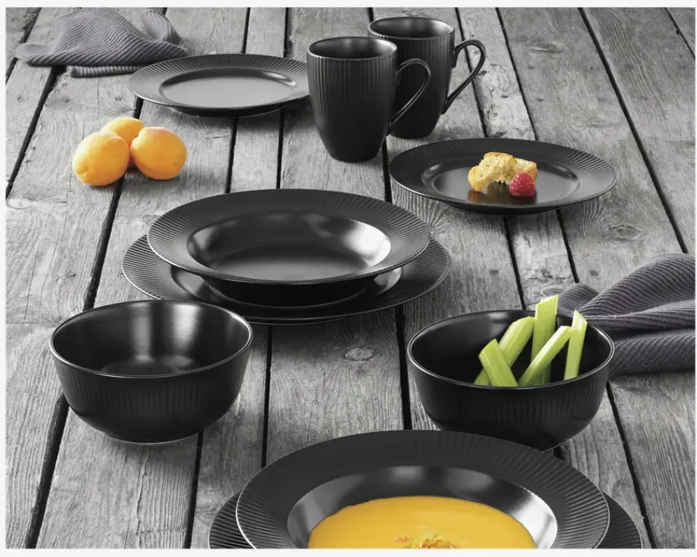 Outlet Daells Bolighus Groovy Midd. Tallerken Ø27 cm Sort