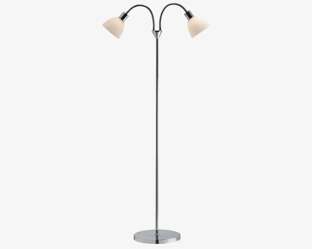 Online Daells Bolighus Gulvlampe Ray dobbelt H.155 cm Krom, Hvid