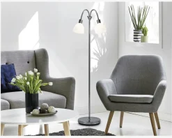 Online Daells Bolighus Gulvlampe Ray dobbelt H.155 cm Krom, Hvid