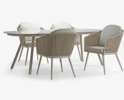 Daells Bolighus Havebord med mælkehvid glasplade