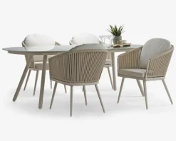 Daells Bolighus Havebord med mælkehvid glasplade