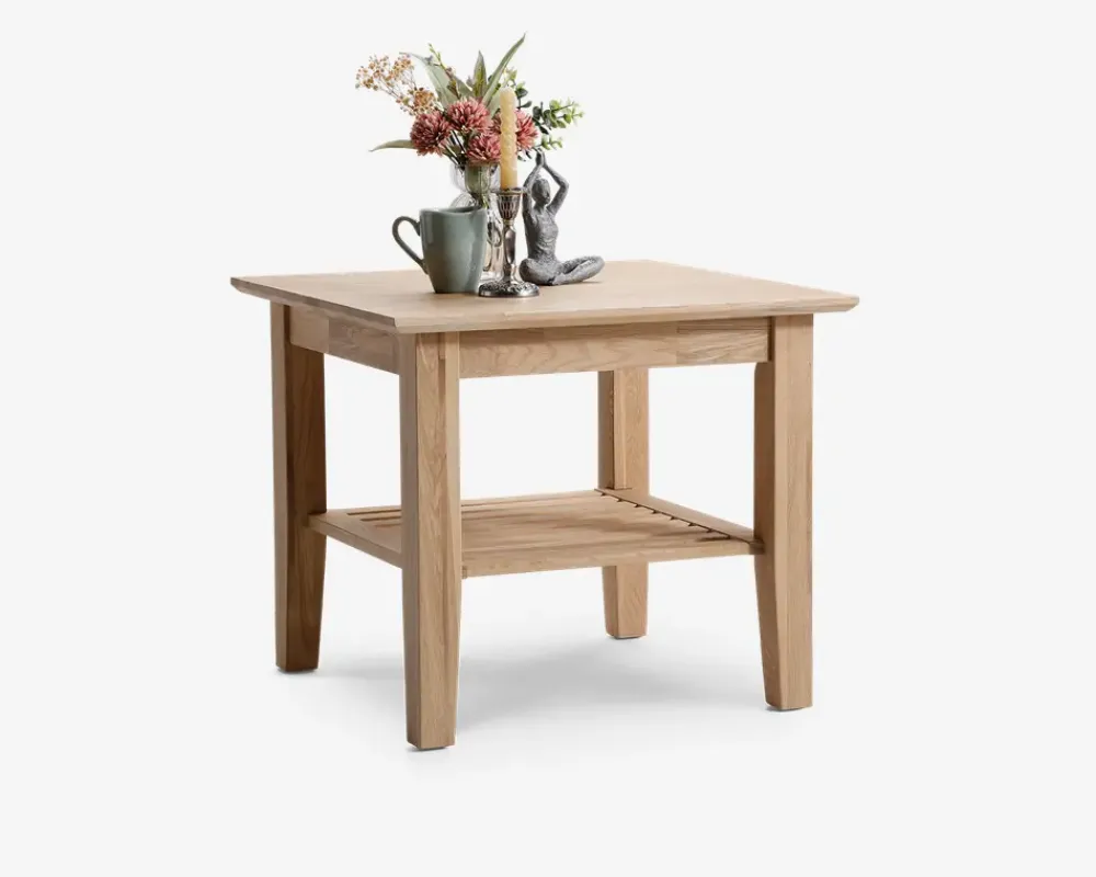 Online Daells Bolighus Hjørnebord massiv eg 60x60 cm