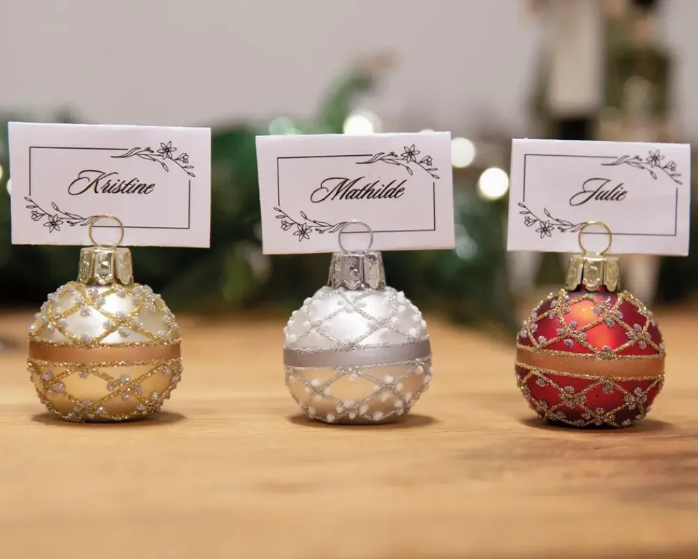 New Daells Bolighus Julekugle Til Bordkort Sølv