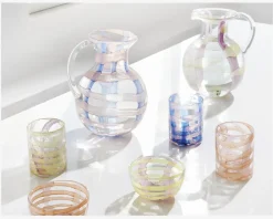 Hot Daells Bolighus Kande Mønster Glas Blå/Pink H.22 cm