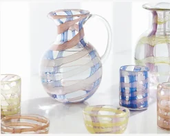 Hot Daells Bolighus Kande Mønster Glas Blå/Pink H.22 cm