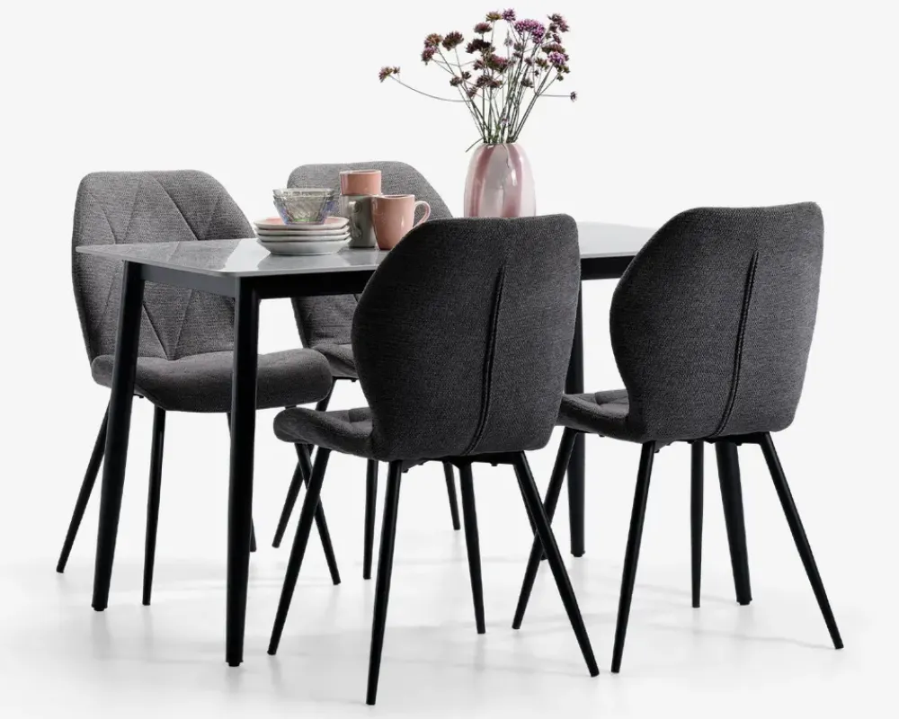 Discount Daells Bolighus Køkkenbord i grå med sort stel 70 x 120 cm