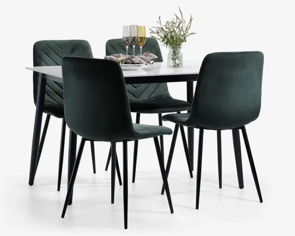 New Daells Bolighus Køkkenbord i hvid med sort stel 70 x 120 cm