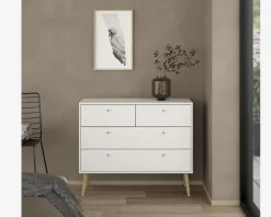 Online Daells Bolighus Kommode Bodo med 4 skuffer hvid
