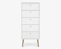 Online Daells Bolighus Kommode Bodo med 5 skuffer hvid
