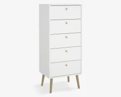 Online Daells Bolighus Kommode Bodo med 5 skuffer hvid