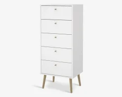 Online Daells Bolighus Kommode Bodo med 5 skuffer hvid