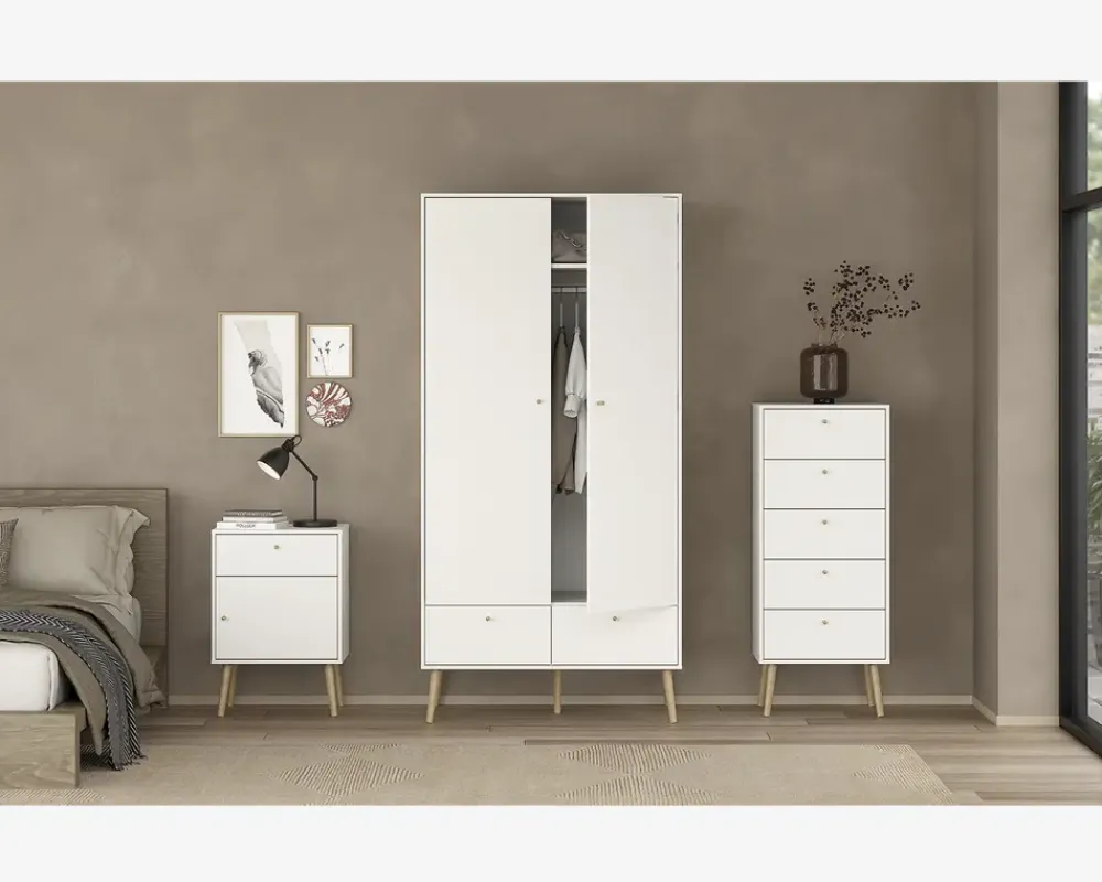 Online Daells Bolighus Kommode Bodo med 5 skuffer hvid