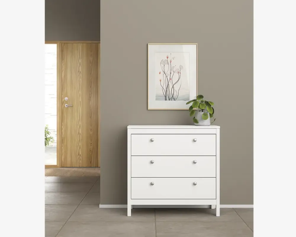Daells Bolighus Kommode Madrid med 3 skuffer hvid