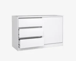 Clearance Daells Bolighus Kommode Naia med 3 skuffer og en skydedør hvid